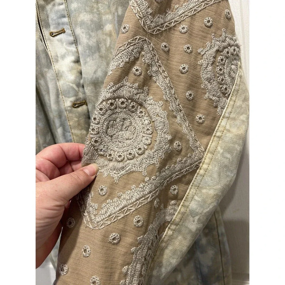 Free People Parka/Anorak Tie Dye Hooded Cowl Neck Embroidered XS Jacket - Picture 4 of 14